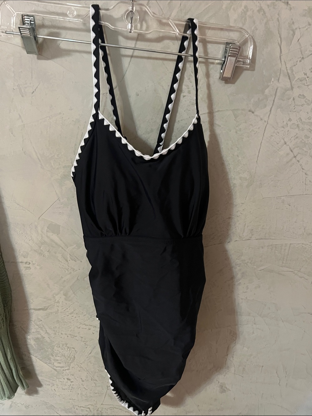 Classic Black One-Piece Swimsuit with White Trim